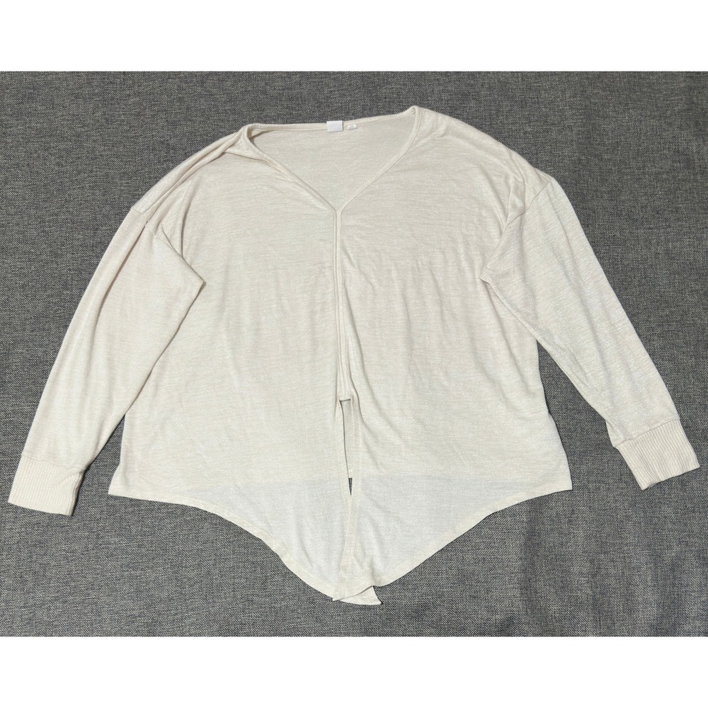 Gap Women XXL Top V-Neck Split Front Beige Long Sleeve Knit